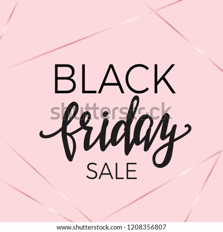 Black friday sale poster template with hand lettering on pink color background