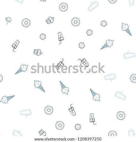 Dark BLUE vector seamless background with tasty food. Beautiful colored illustration with food in doodle style. Pattern for ad, booklets, leaflets of restaurants.