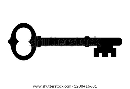 Old door key vector icon illustration isolated on white background Royalty-Free Stock Photo #1208416681