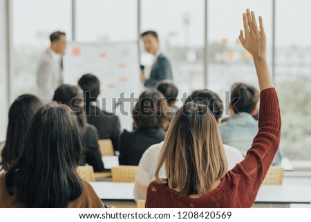 Group People Business Professional Meeting. Business Event Training, Seminars, Management, Education And Development in Corporate. Digital Marketing Training Team. Asian business Corporate seminar . Royalty-Free Stock Photo #1208420569