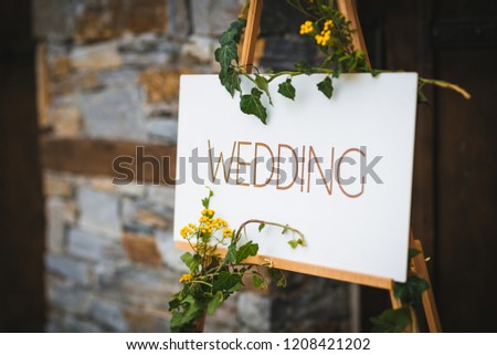 Wedding sigh with flower decoration