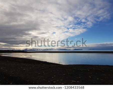 majestic ocean and mountain view on the svalbard island in late autumn