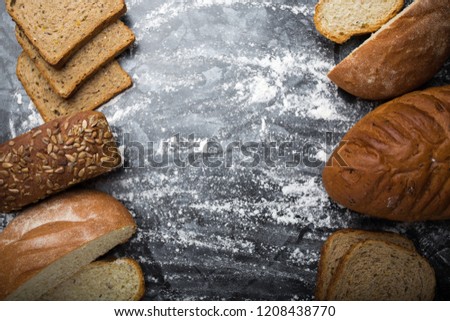 different types of bread in a symmetrical composition
