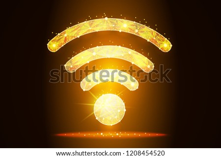Wi-Fi Icon abstract design Created in the form of stars and constellations on the background of space,isolated from low poly wireframe on .