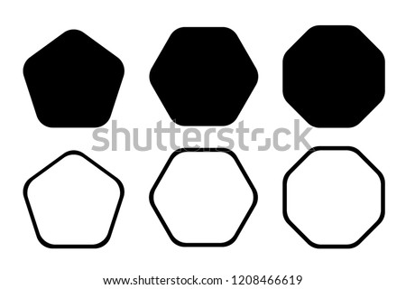 Rounded edge pentagon, hexagon, octagon icon. Vector geometry rounded corner polygon. Royalty-Free Stock Photo #1208466619
