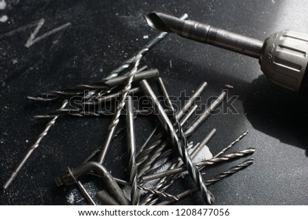 assorted mix of large and small drill bits