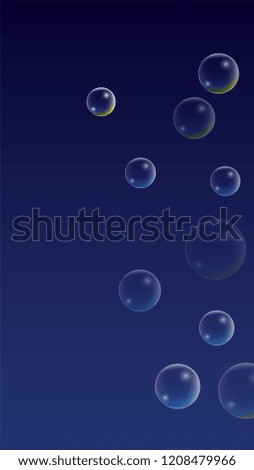 Foam bubbles with Rainbow Reflection. Set of Realistic Soap or Foam Bubbles for Your Design. Shampoo or Foam Cosmetic Flyer and Invite. Bubble with Hologram Reflection. Isolated Vector Illustration.