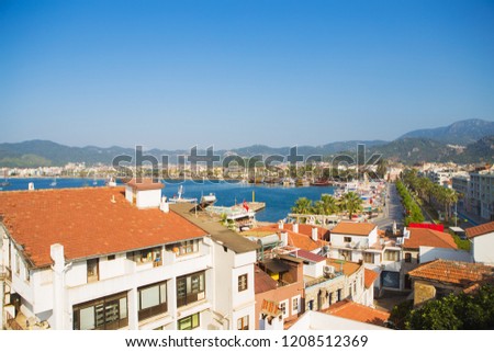 Beautiful streets and houses of Marmaris. Marmaris is a popular tourist destination in Turkey.