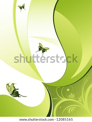Flower background with butterfly, element for design, vector illustration