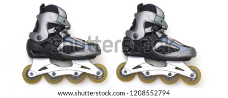 Roller grey one skate on white background