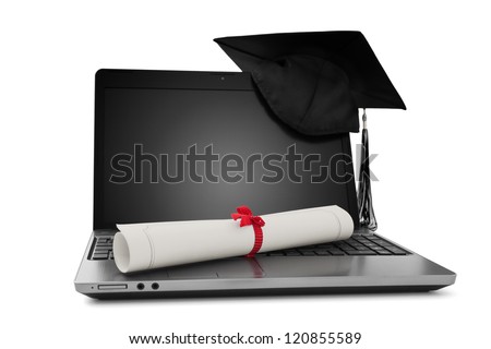 Diploma and laptop Royalty-Free Stock Photo #120855589