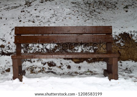 snow and bench