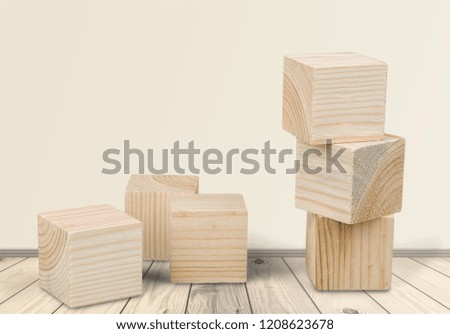 Tower of wooden cubes from table game