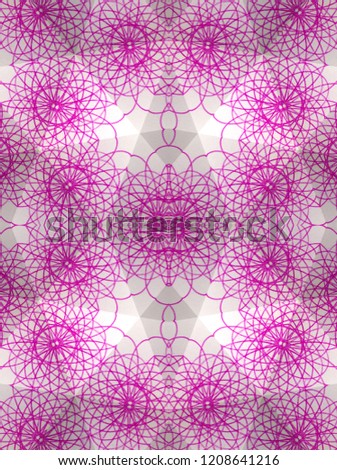 Kaleidoscope Pattern of Beautiful Purple Ink Spiral Art     
