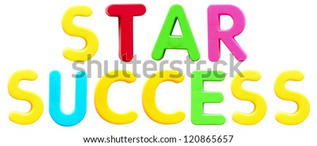 colorful STAR SUCCESS isolated on white