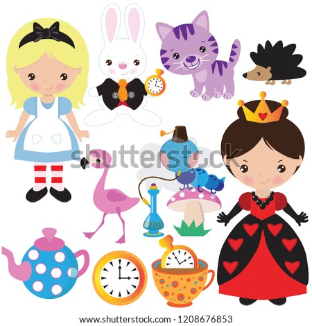 Alice in Wonderland vector cartoon illustration