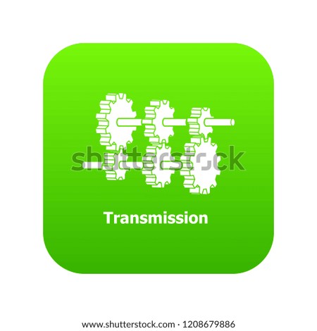 Transmission icon green vector isolated on white background