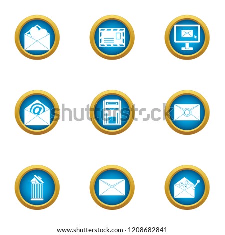 Letter delivery icons set. Flat set of 9 letter delivery vector icons for web isolated on white background