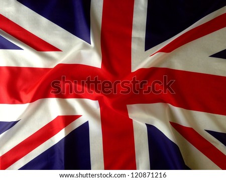 Closeup of Union Jack flag Royalty-Free Stock Photo #120871216
