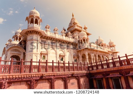 Jaswant Thada is cenotaph built by King Sardar Singh of Jodhpur State in 1899. Mausoleum built of carved sheets of marble & was used for cremation of the royal family of Marwar, Rajasthan,India.
