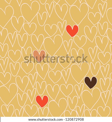 Endless abstract love pattern. Doodle cartoon backdrop with hand drawn hearts. Textile texture