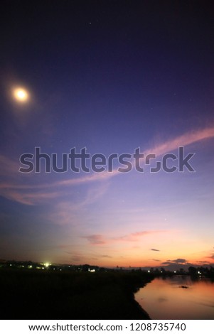 Night light photography of landscape in northern Thailand.