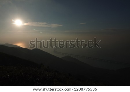 Panoramic view of Hong Kong-Zhuhai-Macau Bridge is seen at sunset. The 55km bridge, the world's longest sea crossing, will open on October 24, 2018.