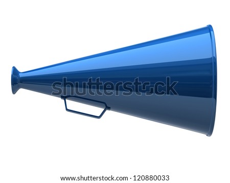 Blue megaphone icon on white background