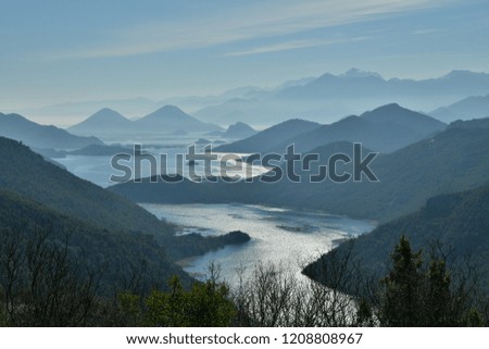 
Amazingly Beautiful layers of mountains with Lake Skadar, shoot at Montenegro