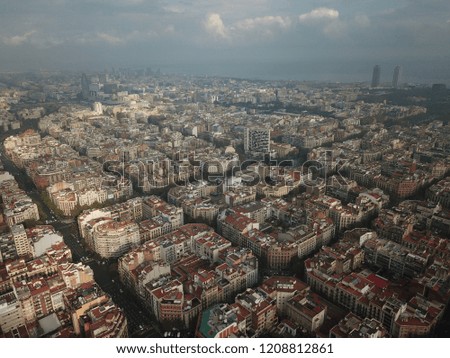 Downtown Barcelona drone 