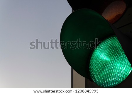 Traffic lights – green.
Traffic lights with the green light lit.