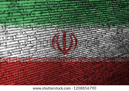Iran flag  is depicted on the screen with the program code. The concept of modern technology and site development Royalty-Free Stock Photo #1208856790