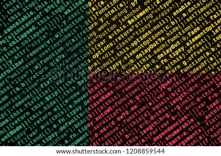 Benin flag  is depicted on the screen with the program code. The concept of modern technology and site development