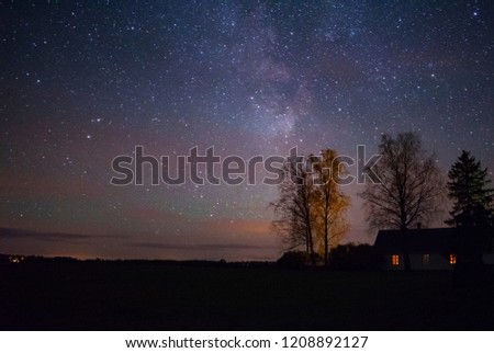 Night Sky Wiht Stars And Milky Way
