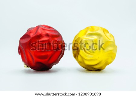 Holidays wallpaper background of colorful Christmas decorations isolated on white background.