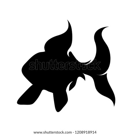 Vector silhouette of fish on white background.