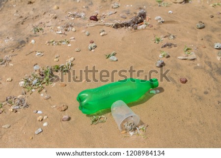 Garbage on a beach. environmental pollution concept picture