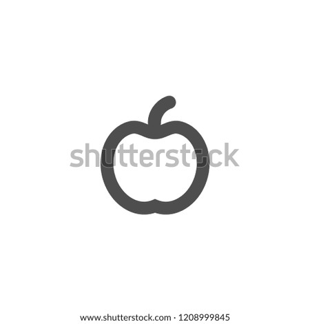 Black line apple icon. Flat pictogram isolated on white. Vector illustration. Healthy food logo.