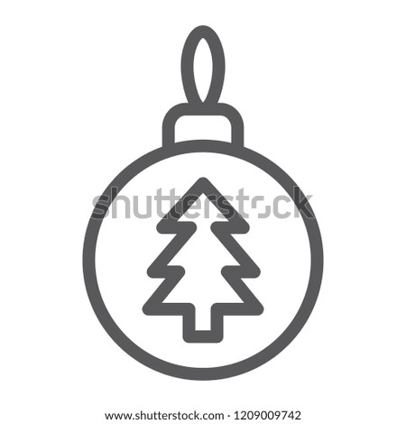 Christmas tree ball line icon, xmas and decoration, bauble sign, vector graphics, a linear pattern on a white background, eps 10.