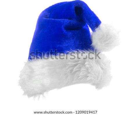 Santa Claus blue hat isolated on white background

