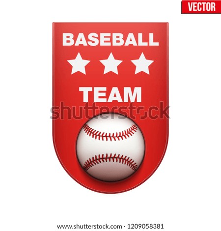 Baseball Badge and Label with ball and space for text. Emblem of sport team and event. Vector illustration isolated on background.