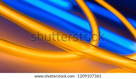 Neon lights, gold and blue circle neons lighting
