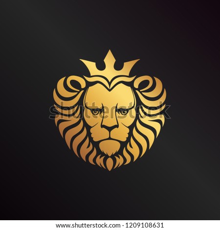 Lion logo. Lion head with crown - vector illustration, emblem design. Universal company symbol. Heraldic premium logo icon sign.