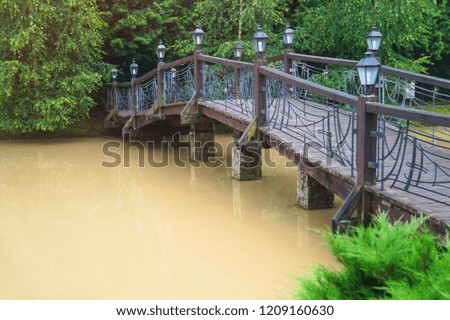 Views of the mountains from the road in Europe. bridges over the river and decorative elements. Stock photo for design