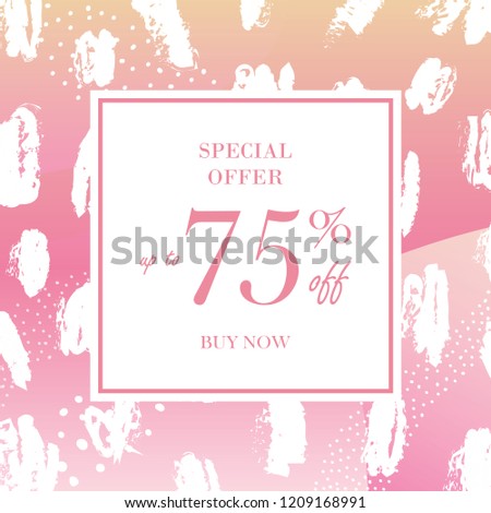 Special offer sale banner. Buy now. Up to 75% discount