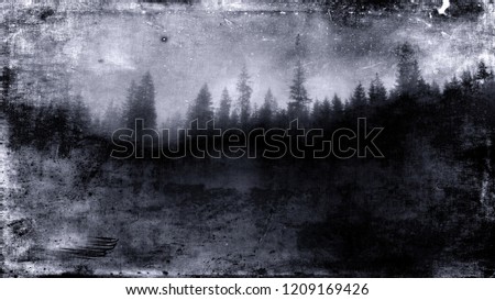 Scary abstract halloween landscape, dark horror forest wallpaper