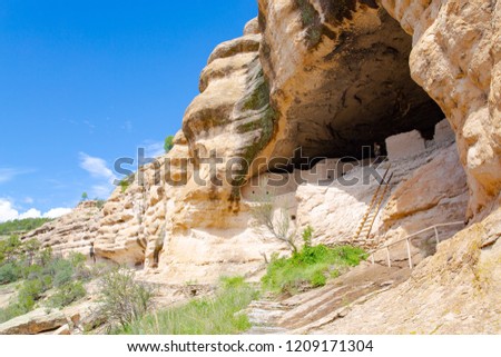 Gila Cliff Dwellings National Monument in New Mexico, USA Royalty-Free Stock Photo #1209171304