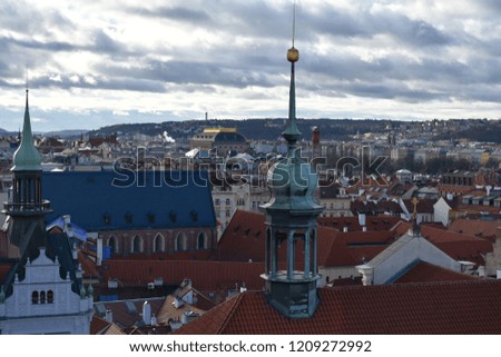 panoramic view of Prague in the morning