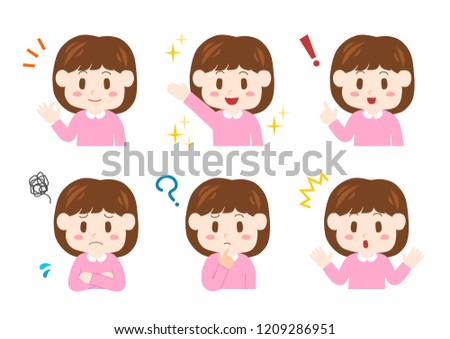 Illustration of girl: icons set