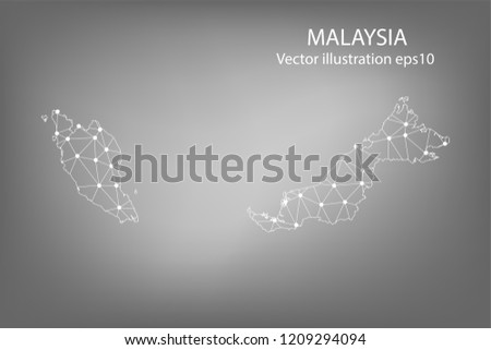 Vector map - Abstract mash,polygonal line and scales on dark background with map of MALAYSIA. Wire frame 3D mesh polygonal network line,Vector illustration eps 10.